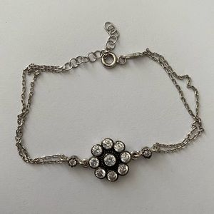925 Silver flower bracelet cubic zirconia stones